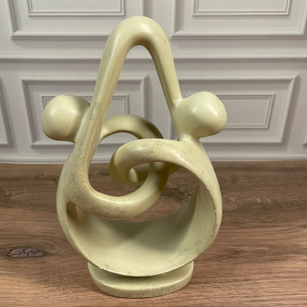 Abstract Soapstone Lovers Unity Love Knot Home Decor Hand Carved 8 inch